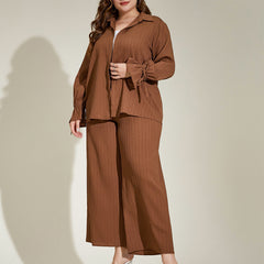 Plus Size Elegant Two-Piece Suit – Casual Loose Fit for Spring and Autumn (F00278027)