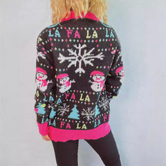 Christmas Sweater with 3D Fur Ball Decoration – Loose Fit Jacquard Pullover (F00287947)