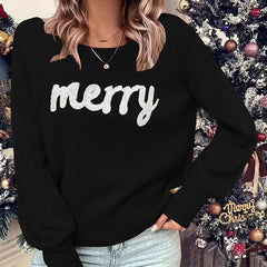 Christmas Knitwear Pullover – Round Neck Long-Sleeve Sweater for Women (F00289200)