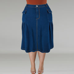 Plus Size Denim Mid-Length Skirt – Classic and Comfortable Style for Women (F00270214)