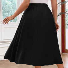 Plus Size A-Line Skirt with Sexy Split – Women’s Office Wear for Autumn and Winter (F00240992)