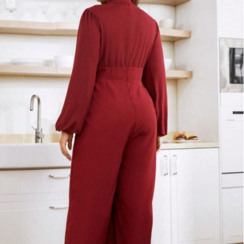 Plus Size High-Waist Jumpsuit – Sexy Straight Loose Fit for Spring and Summer (F00246880)