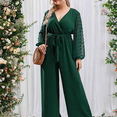 Plus Size High Waist Solid Color Pants with Sexy Bow Lace-Up Design (F00167421)