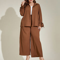 Plus Size Elegant Two-Piece Suit – Casual Loose Fit for Spring and Autumn (F00278027)