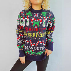 Loose Fit Christmas Sweater – Year-Themed Jacquard Knitted Pullover with Round Neck (F00287949)