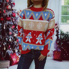 Casual Christmas Sweater – Year-Themed Round Neck Long Sleeve Pullover (F00287961)