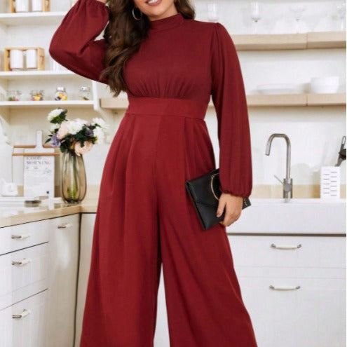 Plus Size High-Waist Jumpsuit – Sexy Straight Loose Fit for Spring and Summer (F00246880)