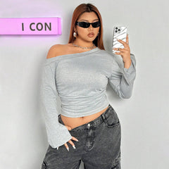 Plus Size Trendy Long Sleeve T-Shirt – Stylish Underwear Top for Autumn and Winter (F00284208)