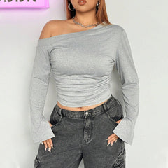 Plus Size Trendy Long Sleeve T-Shirt – Stylish Underwear Top for Autumn and Winter (F00284208)