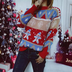 Casual Christmas Sweater – Year-Themed Round Neck Long Sleeve Pullover (F00287961)